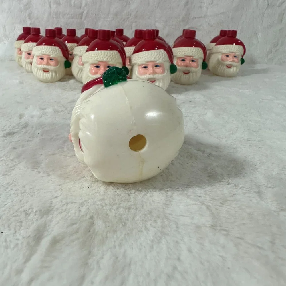 Vintage Santa Head Blow Mold String Light Covers Set Of 20 Rare Christmas! 🎅